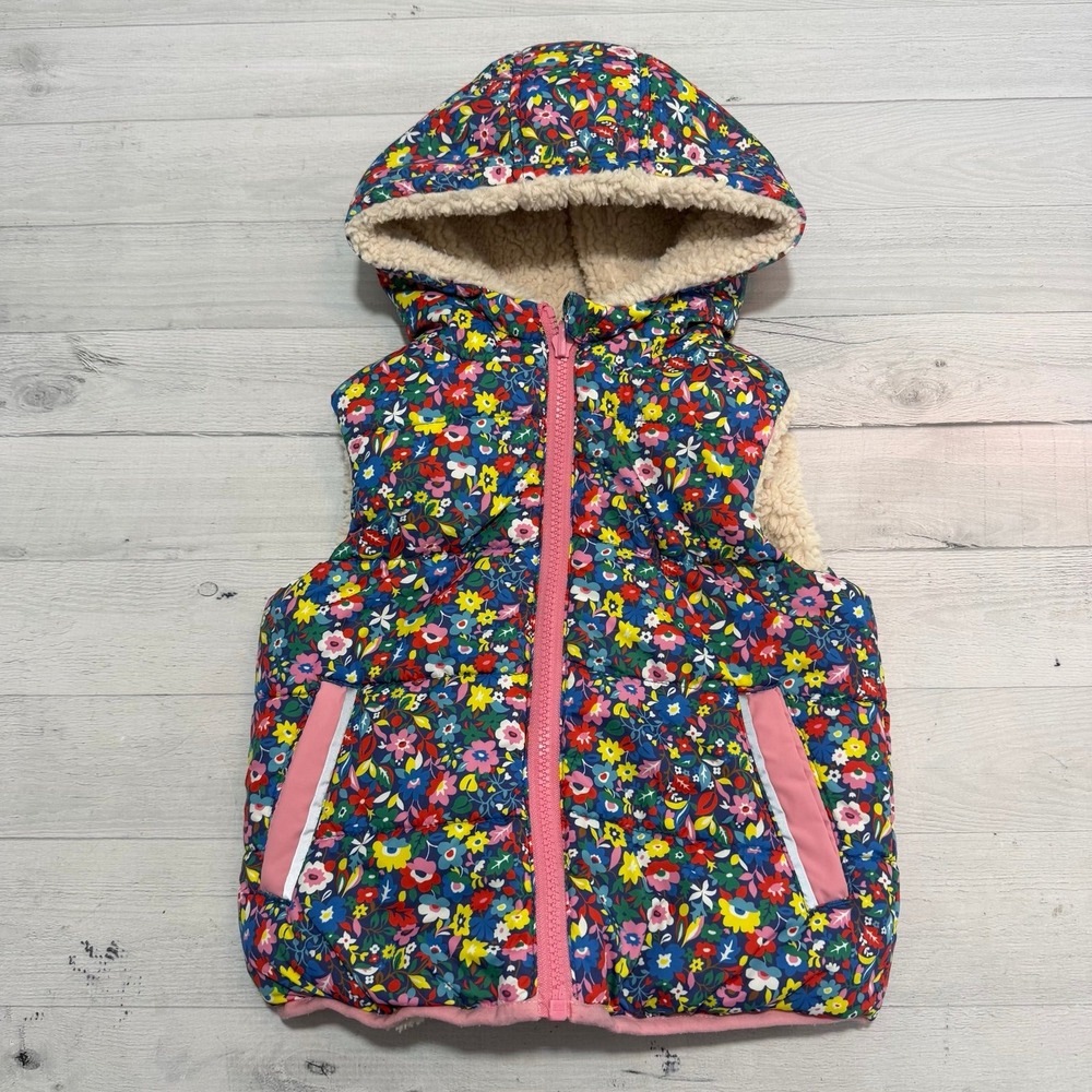 Mini Boden girls reversible vest floral print size 2/3